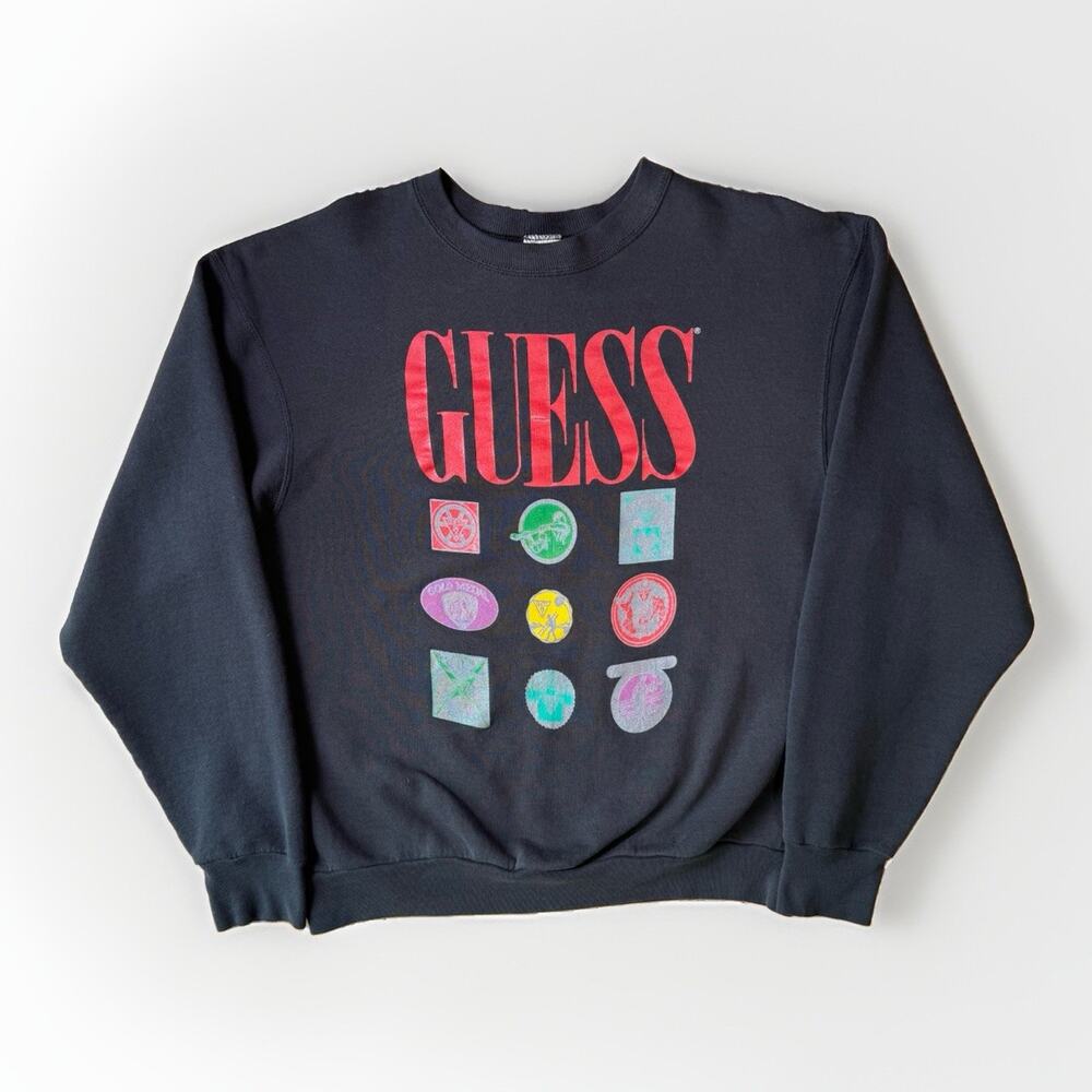 Vintage Guess Sweatshirt OSFA Black 90s Georges Marciano Made in USA New York